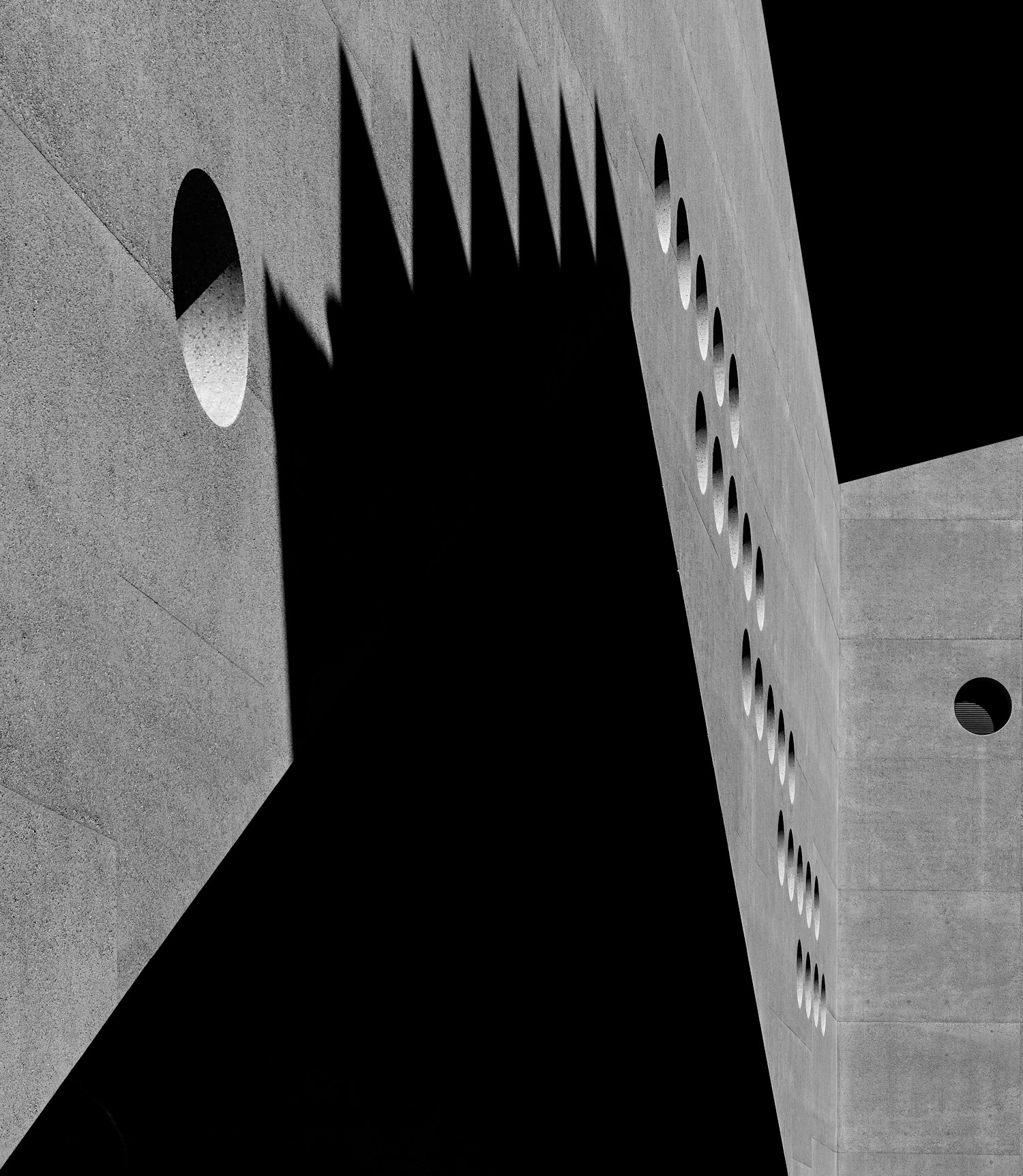 Abstract architectural geometry in light and shadow